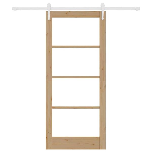 vidaXL Cs&uacute;sz&oacute; ajt&oacute; Term&eacute;szetes 86 x 198,5 cm T&ouml;m&ouml;r fenyőfa &eacute;s &uuml;veg