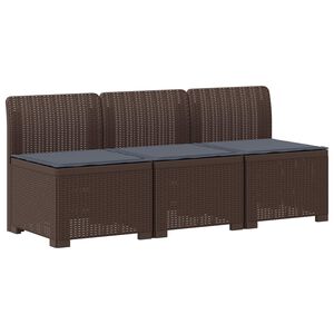 vidaXL 3-Fős Kerti Kanap&eacute; P&aacute;rn&aacute;kkal Rattan Hat&aacute;ssal PP Barna