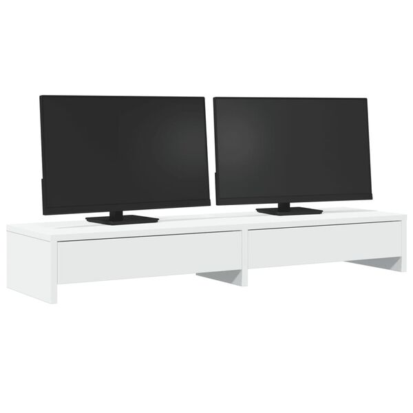 vidaXL feh&eacute;r monitor&aacute;llv&aacute;ny fi&oacute;kokkal, 100 x 27 x 15 cm, r&eacute;tegelt fa