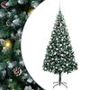 vidaXL Mű kar&aacute;csonyfa 300 LED-del Z&ouml;ld 210 cm PVC &eacute;s Ac&eacute;l &eacute;s Műanyag