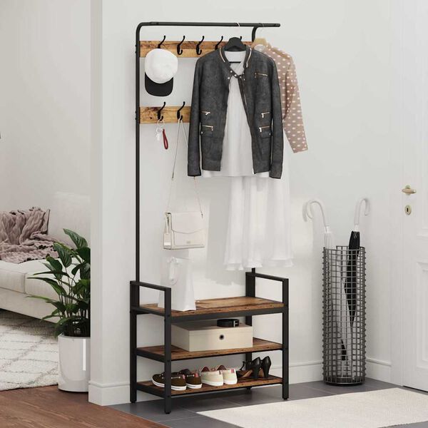 vidaXL Kab&aacute;thorog polcokkal t&aacute;rol&oacute;val &Ouml;reg fa 75 x 34 x 184 cm Faanyag