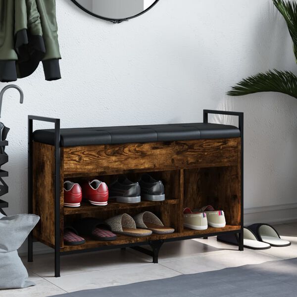 vidaXL f&uuml;st&ouml;s t&ouml;lgy sz&iacute;nű szerelt fa cipőt&aacute;rol&oacute; pad 85,5 x 32 x 57,5cm