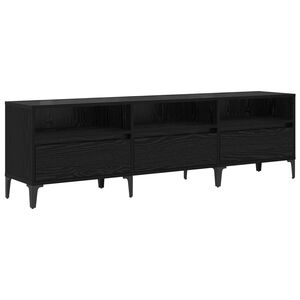 vidaXL TV szekr&eacute;ny Fekete t&ouml;lgy 150 x 30 x 45 cm Műszaki fa &eacute;s vas