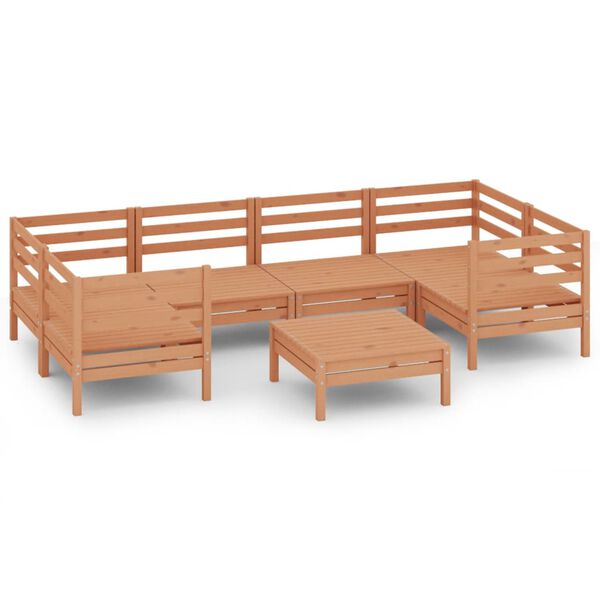 vidaXL 7 r&eacute;szes m&eacute;zbarna t&ouml;m&ouml;r fenyőfa kerti &uuml;lőgarnit&uacute;ra