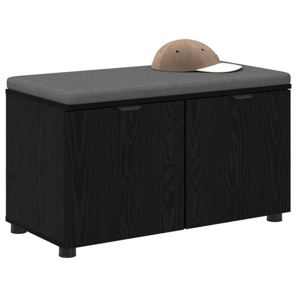 vidaXL Előt&eacute;r pad p&aacute;rn&aacute;val t&aacute;rol&oacute;val Fekete t&ouml;lgy 80 x 46 x 46 cm