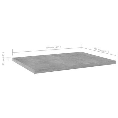 vidaXL 4 db betonszürke forgácslap könyvespolc 40 x 30 x 1,5 cm