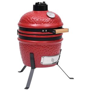 vidaXL piros ker&aacute;mia 2 az 1-ben Kamado grills&uuml;tő f&uuml;st&ouml;lővel 56 cm