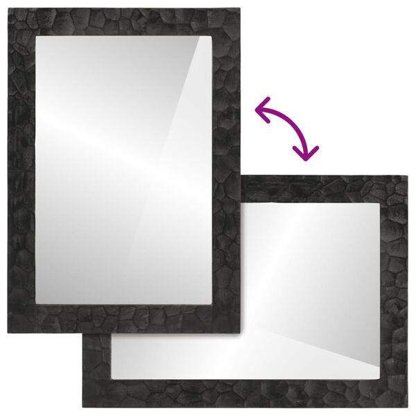 vidaXL fekete tömör mangófa és üveg fürdőszobatükör 50 x 70 x 2,5 cm