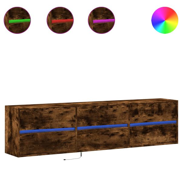 vidaXL f&uuml;st&ouml;s t&ouml;lgy falra szerelhető TV-szekr&eacute;ny LED-del 180x31x45cm