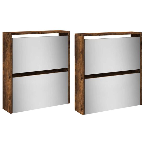 vidaXL f&uuml;st&ouml;s t&ouml;lgy 4 szintes cipőszekr&eacute;ny t&uuml;k&ouml;rrel 63 x 17 x 134 cm