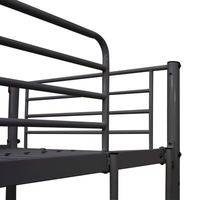 vidaXL fekete fém emeletes ágykeret asztallal 90 x 200 cm