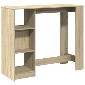 vidaXL sonoma t&ouml;lgy sz&iacute;nű szerelt fa b&aacute;rasztal polccal 124x46x103,5 cm