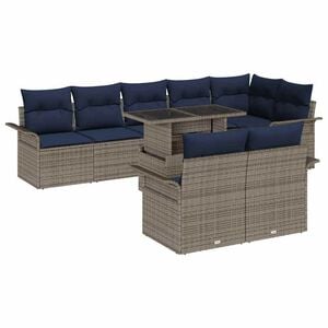 vidaXL Kerti Kanap&eacute; Szett p&aacute;rn&aacute;val t&aacute;rol&oacute;val 9 pcs Sz&uuml;rke Poly Rattan
