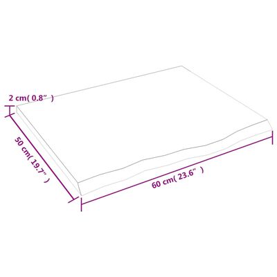 vidaXL kezeletlen tömör tölgyfa asztallap 60x50x2 cm