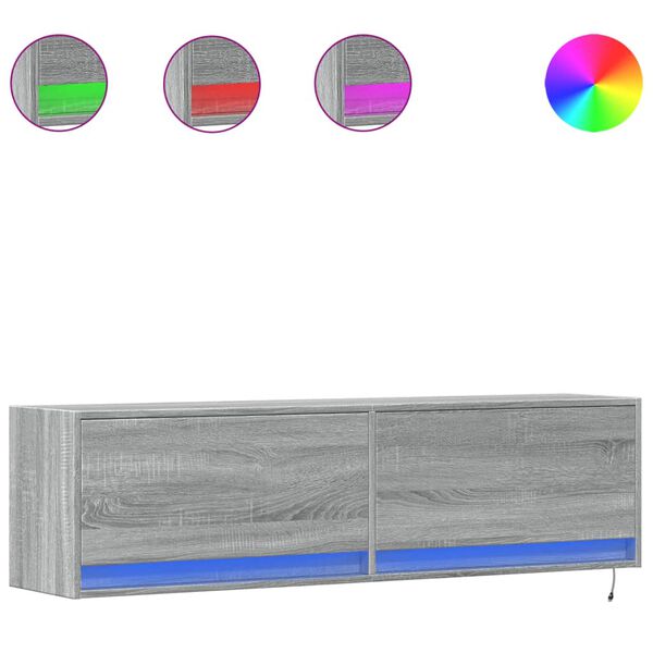 vidaXL sz&uuml;rke sonoma sz&iacute;nű fali TV-szekr&eacute;ny LED-ekkel 140 x 31 x 38 cm