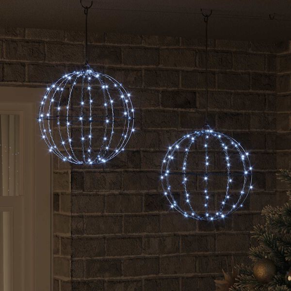 vidaXL Labda 192 LED-del 2 pcs Hideg feher 31,5 x 31,5 x 32 cm F&eacute;m