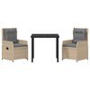 vidaXL Kert &eacute;tkező szett 3 pcs Beige &eacute;s Vil&aacute;gossz&uuml;rke polirattan