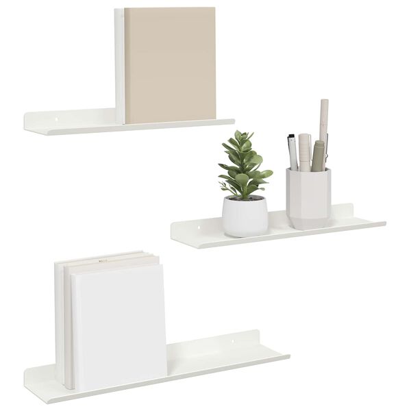 vidaXL Lebegő polc Falra szerelhető 3 pcs Feh&eacute;r 40 x 9 x 2,5 cm Ac&eacute;l