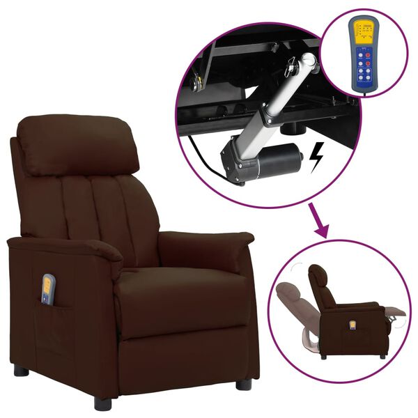 vidaXL barna műbőr fel&aacute;ll&aacute;st seg&iacute;tő massz&aacute;zsfotel