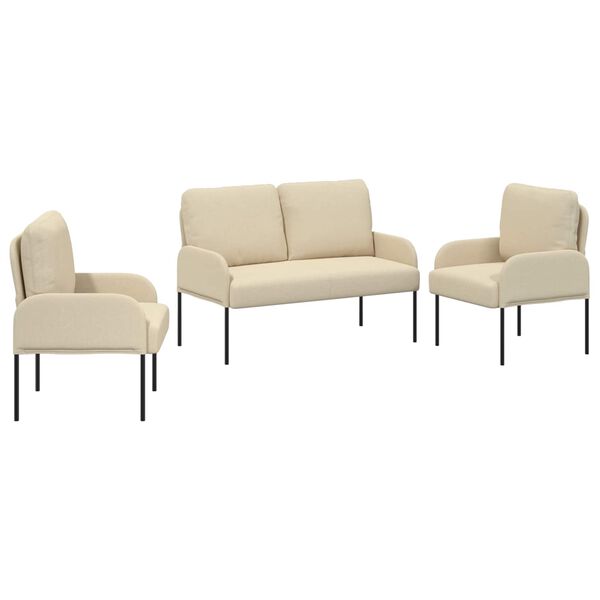 vidaXL &Uuml;lőgarnit&uacute;r&aacute;k p&aacute;rn&aacute;val 3 pcs Kr&eacute;m 115 x 56 x 80 cm Furn&eacute;r