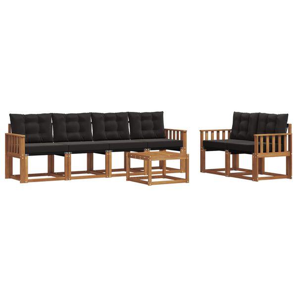 vidaXL K&uuml;lt&eacute;ri kanap&eacute; szett p&aacute;rn&aacute;val 7 pcs Term&eacute;szetes &eacute;s fekete