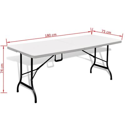 vidaXL fehér HDPE összecsukható kerti asztal 180 x 75 x 74 cm