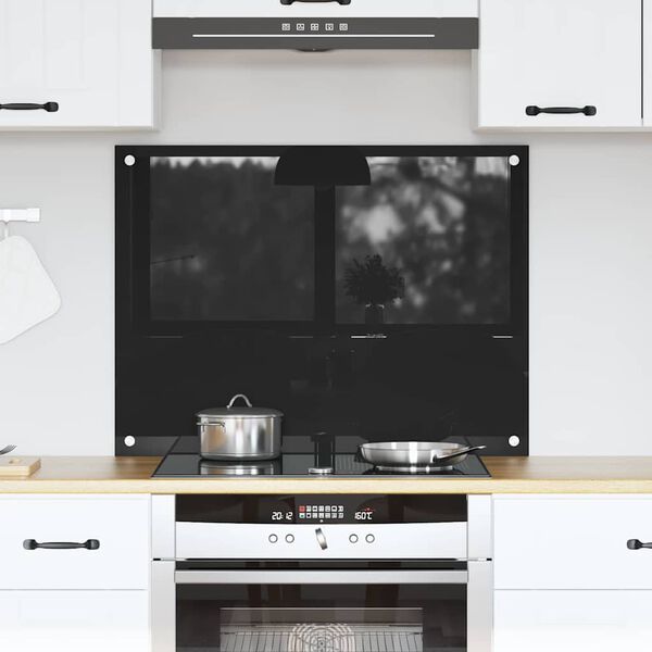 vidaXL Konyhai splashback Fekete 80 x 60 cm edzett &uuml;veg