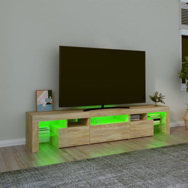 vidaXL sonoma tölgy színű TV-szekrény LED-lámpákkal 200x36,5x40 cm