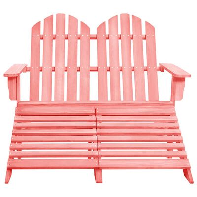 vidaXL kétszemélyes rózsaszín fenyőfa kerti adirondack szék és zsámoly