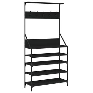 vidaXL fekete ruhafogas cipőpolccal 90x34x184 cm