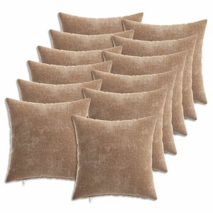 vidaXL P&aacute;rna huzat 12 db HEERLEN Barna 40 x 40 cm Chenille Sz&ouml;vet