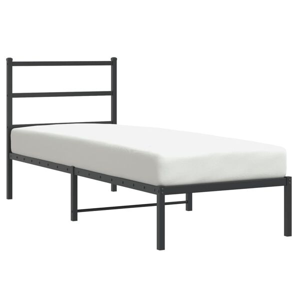 vidaXL fekete f&eacute;m &aacute;gykeret fejt&aacute;ml&aacute;val 75 x 190 cm