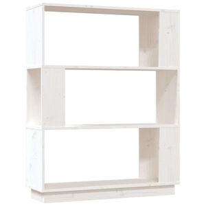 vidaXL feh&eacute;r t&ouml;m&ouml;r fenyőfa k&ouml;nyvszekr&eacute;ny/t&eacute;relv&aacute;laszt&oacute; 80x25x101 cm