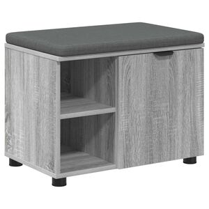 vidaXL Előt&eacute;r pad Sz&uuml;rke Sonoma 60 x 38 x 46 cm Műanyag Fa &eacute;s Sz&ouml;vet