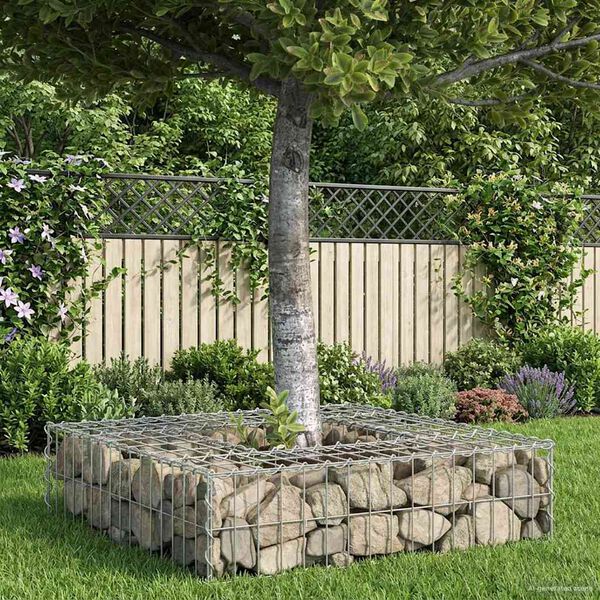 vidaXL Gabion emelt &aacute;gy Ez&uuml;st 80 x 80 x 20 cm Horganyzott ac&eacute;l
