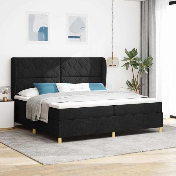 vidaXL Boxspring &aacute;gy matraccal S&ouml;t&eacute;tsz&uuml;rke 90x190 cm Sz&ouml;vet Fekete