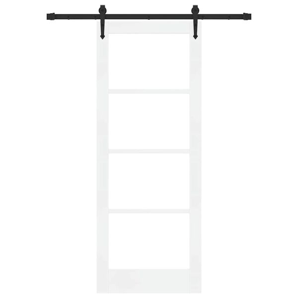 vidaXL Csúszó ajtó ORKDAL Fehér 78 x 202 cm Tömör fenyőfa és üveg