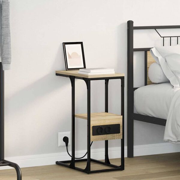 vidaXL &Eacute;jjeliszekr&eacute;ny fi&oacute;kkal sonoma t&ouml;lgy 41.5 x 26 x 60.5 cm Faanyag