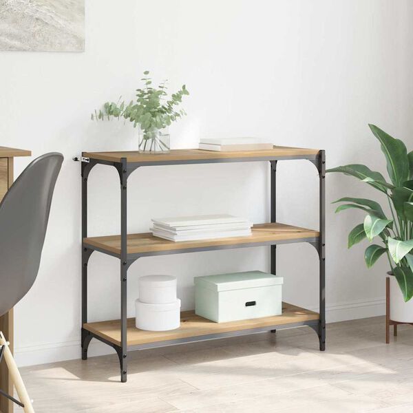 vidaXL K&ouml;nyvespolc Artisan t&ouml;lgy 80 x 33 x 70,5 cm Műszaki fa &eacute;s vas