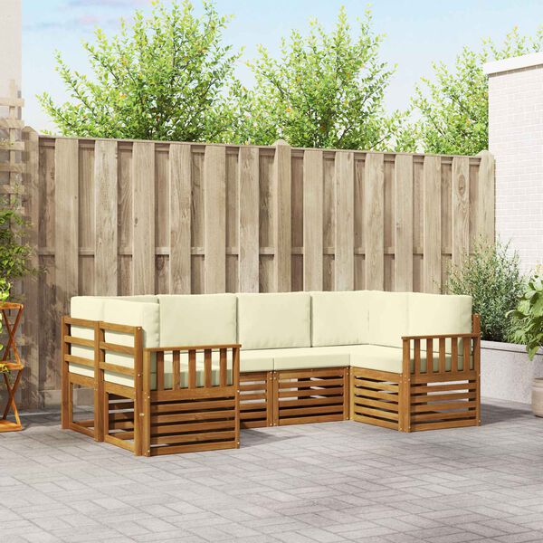 vidaXL Szegment&aacute;lt kanap&eacute; szett 6 pcs Term&eacute;szetes &eacute;s kr&eacute;msz&iacute;nű