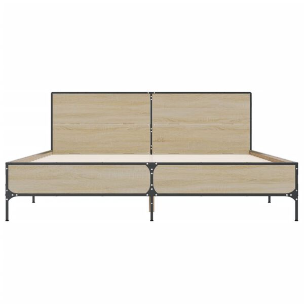 vidaXL sonoma t&ouml;lgysz&iacute;nű szerelt fa &eacute;s f&eacute;m &aacute;gykeret 120 x 190 cm