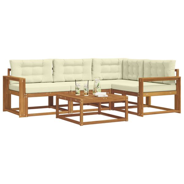 vidaXL K&uuml;lt&eacute;ri kanap&eacute; szett p&aacute;rn&aacute;val 5 pcs Term&eacute;szetes &eacute;s kr&eacute;msz&iacute;nű