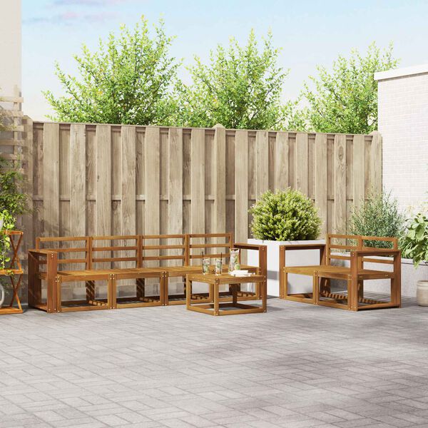 vidaXL K&uuml;lt&eacute;ri kanap&eacute; szett 7 pcs Term&eacute;szetes T&ouml;m&ouml;r Ak&aacute;cfa