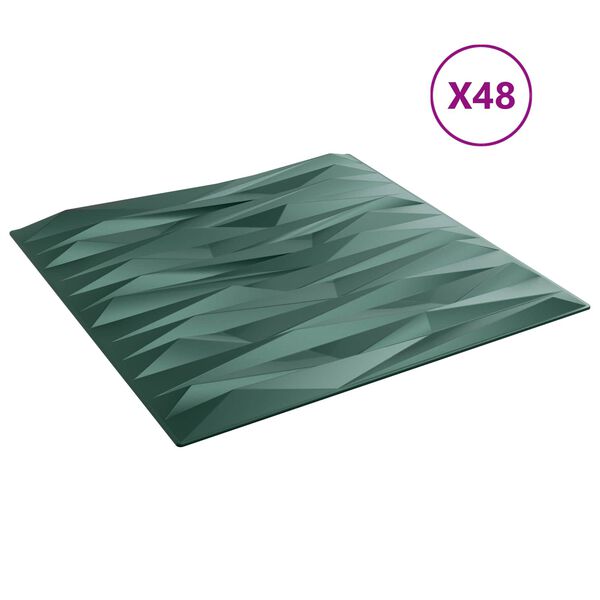 vidaXL Fali panelek 48 pcs Kő Z&ouml;ld 50 x 50 cm XPS Hab