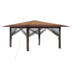 vidaXL Pavilon 4 Oldalfallal 4 x 4 m Beige &eacute;s barna