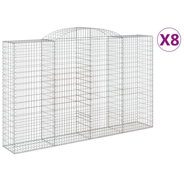 vidaXL 8 db &iacute;ves horganyzott vas gabion kos&aacute;r 300x50x180/200 cm