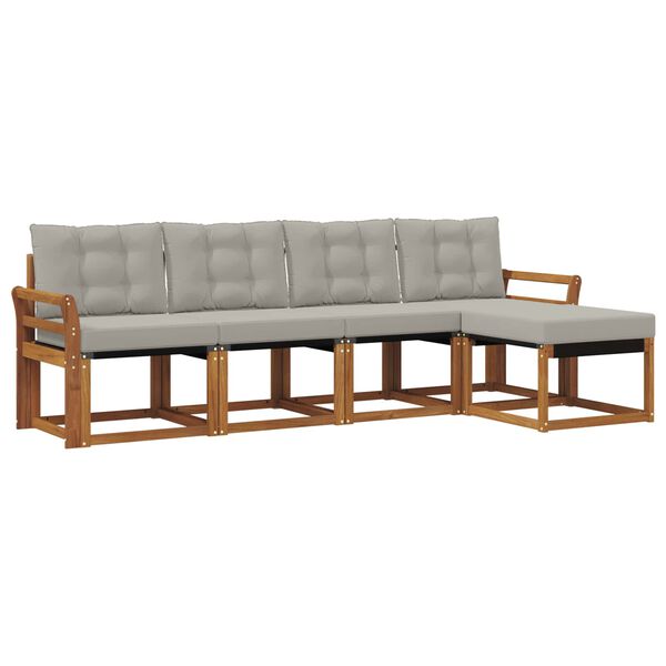 vidaXL K&uuml;lt&eacute;ri kanap&eacute; szett 5 pcs Term&eacute;szetes &eacute;s Vil&aacute;gossz&uuml;rke