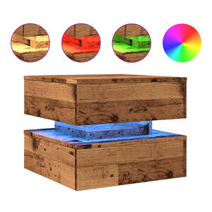 vidaXL antik fa sz&iacute;nű doh&aacute;nyz&oacute;asztal LED-l&aacute;mp&aacute;kkal 50 x 50 x 40 cm