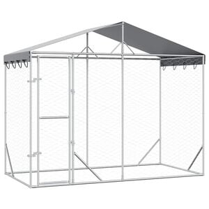 vidaXL ez&uuml;stsz&iacute;nű horganyzott ac&eacute;l kutyakennel tetővel 3x1,5x2,5 m