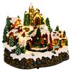 vidaXL Kar&aacute;csonyi falu vonattal SALO 25,5 x 20 x 23 cm Gyanta Soksz&iacute;nű
